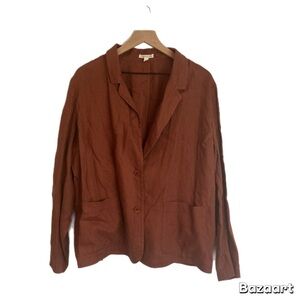 Eileen Fisher Women's Organic Linen Blazer Jacket Rust Orange size XL